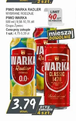 Piwo bezalkoholowe Warka Radler Cytryna promocja w Słoneczko