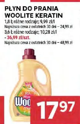 Płyn do prania Woolite Keratin 1,8 l różne rodzaje promocja w Stokrotka