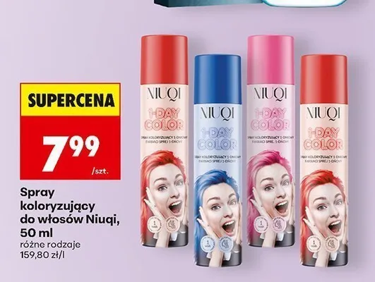 Spray koloryzujący do włosów Niuqi 1-Day Color promocja w Biedronka