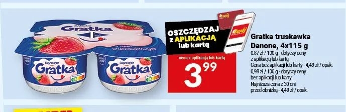 Gratka truskawka Danone 4-pak 115g promocja w Twój Market