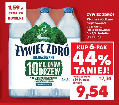 Woda źródlana lekko gazowana Żywiec Zdrój 6-pak 1,5 l promocja w Kaufland
