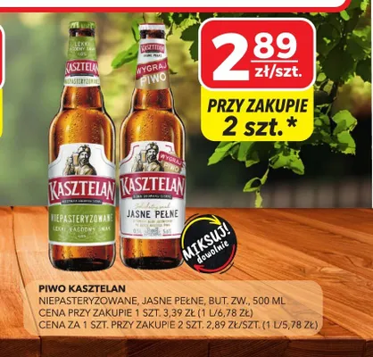Piwo Kasztelan Niepasteryzowane promocja w Top Market
