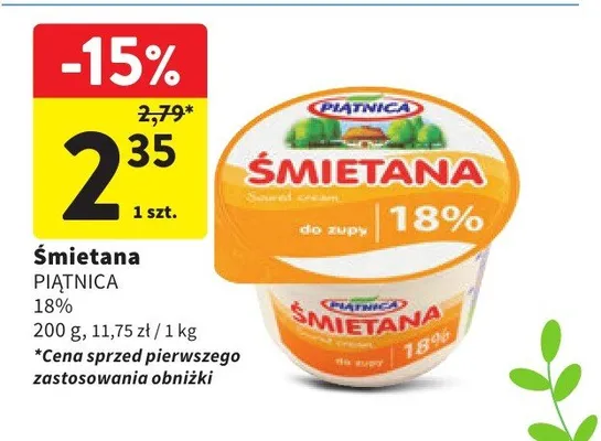 Śmietana 18% promocja w Intermarche