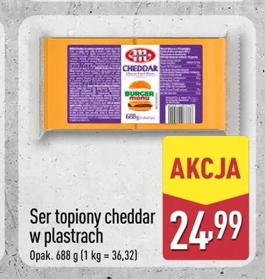 Ser topiony cheddar w plastrach promocja w Aldi