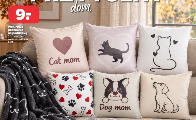 Welurowa poszewka na poduszkę 40x40 cm promocja w Netto