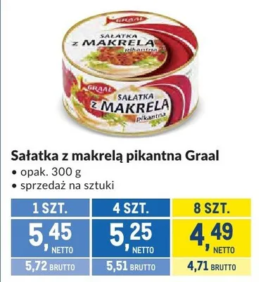 Sałatka z makrelą pikantna Graal promocja w Makro