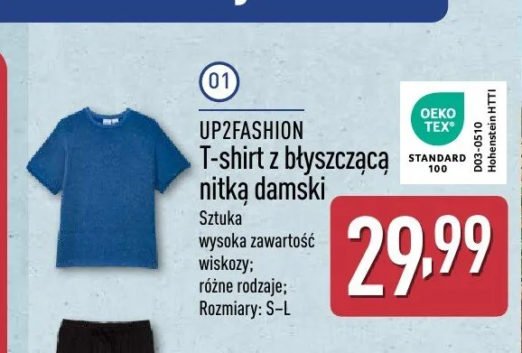 T-shirt z błyszczącą nitką damski UP2FASHION promocja w Aldi