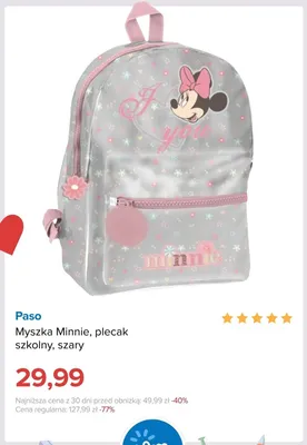 Plecak szkolny Paso Myszka Minnie szary promocja w Smyk