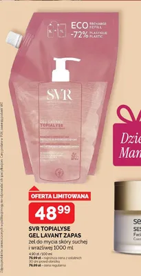 Żel do mycia skóry suchej i wrażliwej SVR Topialyse Gel Lavant zapas promocja w Ziko Dermo