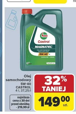 Olej samochodowy 5W-40 CASTROL 4l promocja w Carrefour