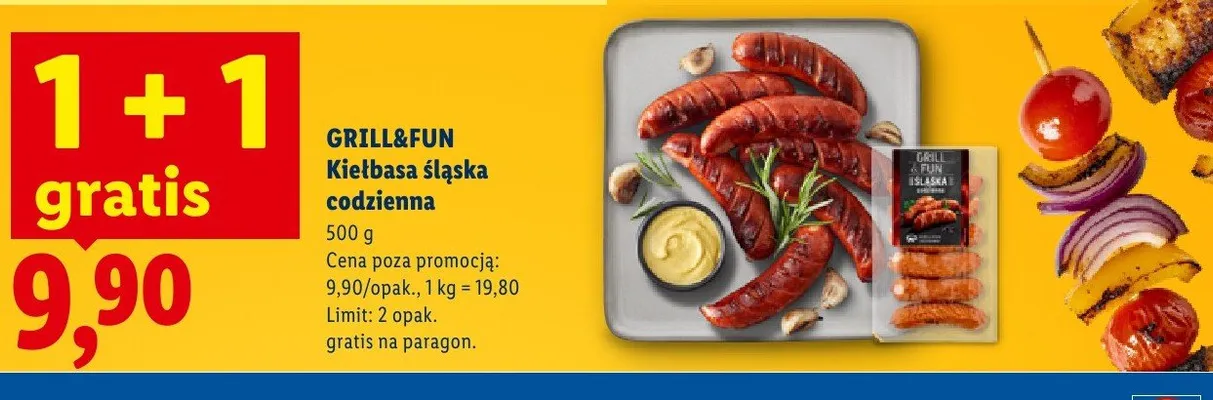 Kiełbasa śląska codzienna GRILL&FUN promocja w Lidl