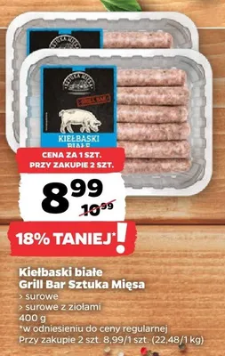 Kiełbaski białe surowe Grill Bar Sztuka Mięsa promocja w Netto