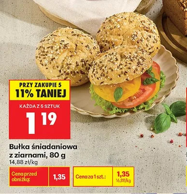 Bułka śniadaniowa z ziarnami promocja w Biedronka
