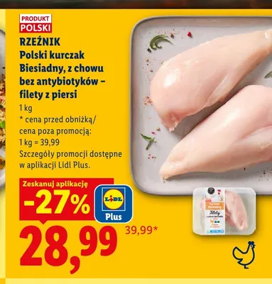 Polski kurczak Biesiadny z chowu bez antybiotyków - filety z piersi Rzeźnik promocja w Lidl