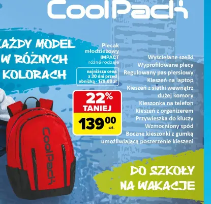 Plecak młodzieżowy CoolPack Impact promocja w Carrefour