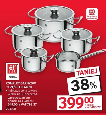 Komplet garnków 9 części Element Zwilling promocja w Selgros