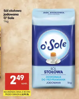 Sól stołowa jodowana O'Sole promocja w Delikatesy Centrum