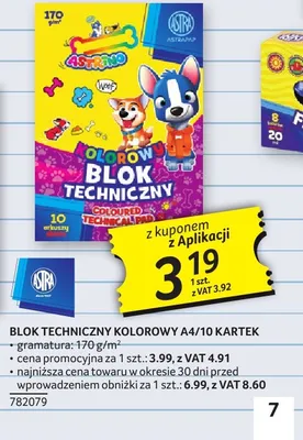 Blok techniczny kolorowy A4 Astra 10 kartek promocja w Selgros