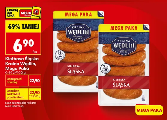 Kiełbasa Śląska Kraina Wędlin Mega Paka promocja w Biedronka