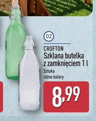 Szklana butelka z zamknięciem Crofton przezroczysta promocja w Aldi