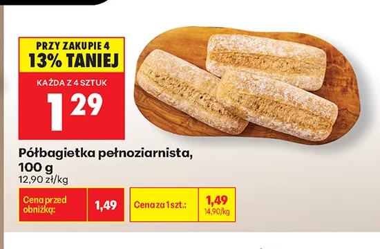 Półbagietka pełnoziarnista promocja w Biedronka