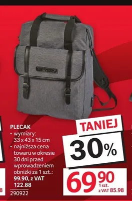 Plecak 33x43x15cm promocja w Selgros