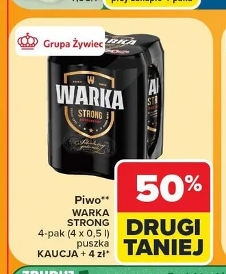 Piwo Warka Strong 4-pak 500 ml promocja w Carrefour