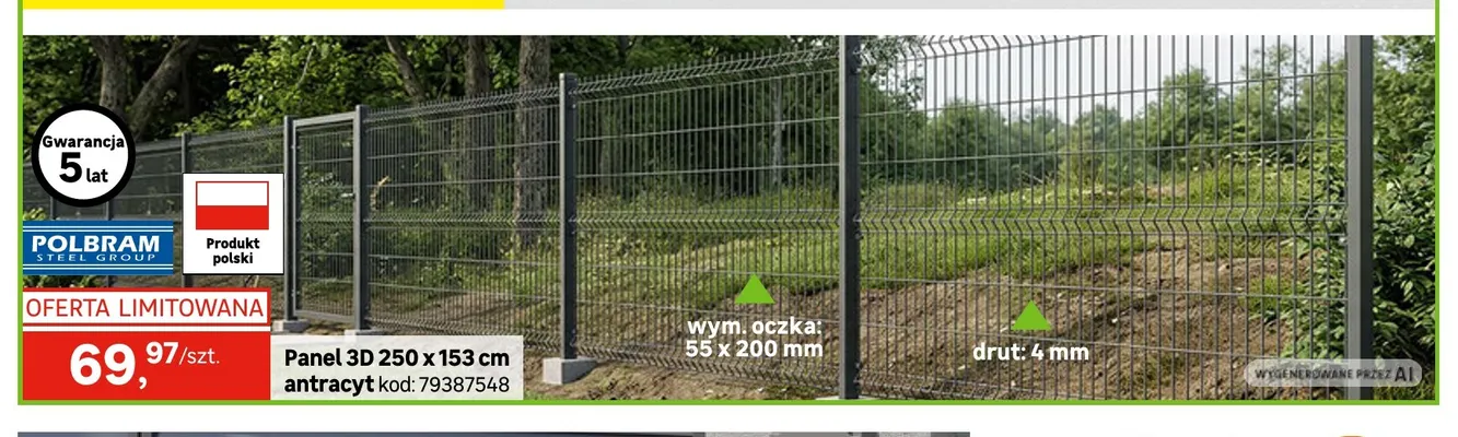Panel 3D 250x153 cm antracyt Polbram promocja w Leroy Merlin