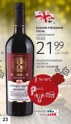 Wino czerwone Gamziri Pirosmani promocja w Selgros