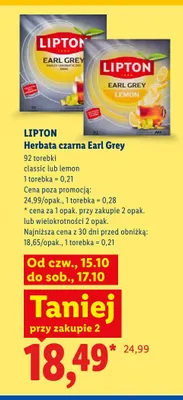 Herbata czarna Earl Grey Classic Lipton promocja w Lidl