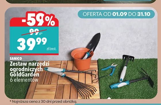 Zestaw narzędzi ogrodniczych Sanico GoldGarden 6 elementów promocja w Biedronka