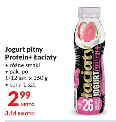 Jogurt pitny Protein+ Łaciaty promocja w Makro