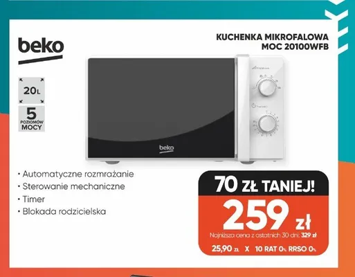 Kuchenka mikrofalowa beko MOC 20100WFB promocja w Max Elektro