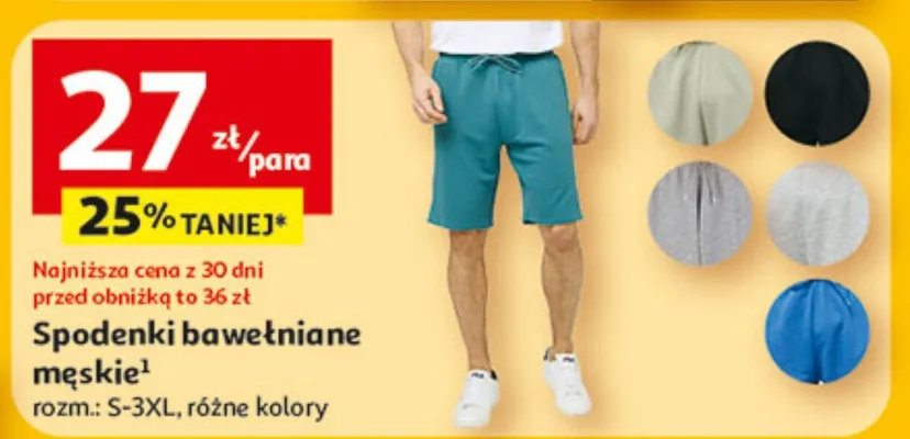 Spodenki bawełniane męskie promocja w Auchan
