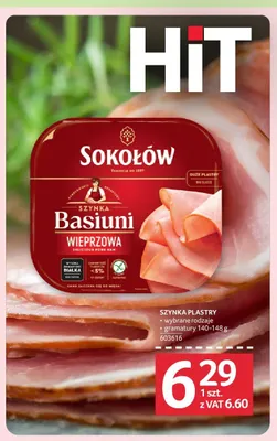 Szynka wieprzowa plastry Sokołów Szynka Basiuni promocja w Selgros