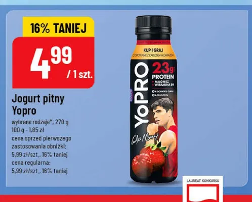 Jogurt pitny YoPro truskawkowy promocja w POLOmarket