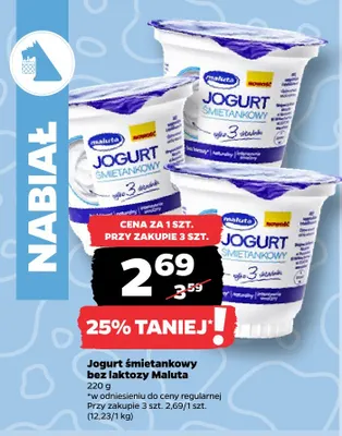 Jogurt śmietankowy bez laktozy Maluta promocja w Netto
