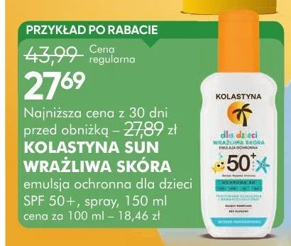 Emulsja ochronna dla dzieci SPF 50+ Kolastyna Sun promocja w Super-Pharm