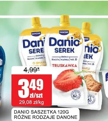 Serek homogenizowany Danio truskawkowy Danone promocja w Bingo