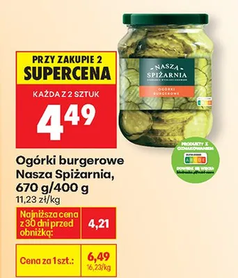 Ogórki burgerowe promocja w Biedronka