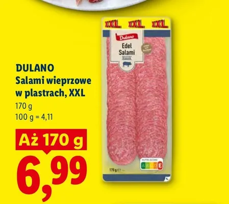 Salami wieprzowe w plastrach Dulano XXL promocja w Lidl