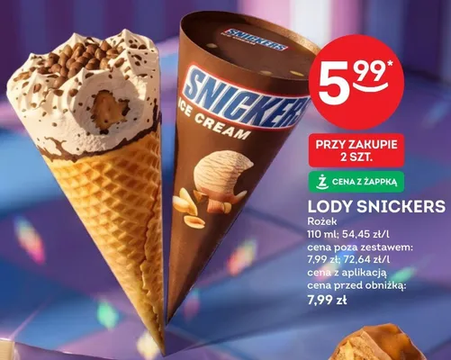 Lody SNICKERS rożek promocja w Żabka