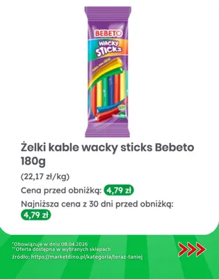 Żelki kable wacky sticks promocja w Dino