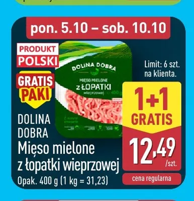 Mięso mielone z łopatki wieprzowej Dolina Dobra promocja w Aldi