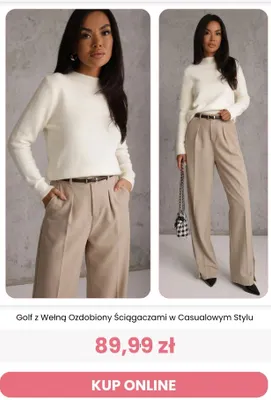 Golf z wełną ozdobiony ściągaczami w casualowym stylu Renee promocja w Renee