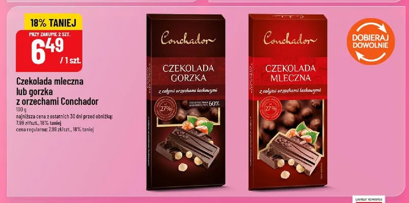 Czekolada gorzka z orzechami Conchador promocja w POLOmarket