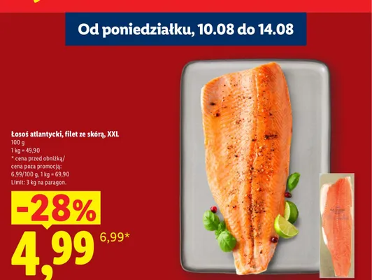 Łosoś atlantycki filet ze skórą XXL promocja w Lidl