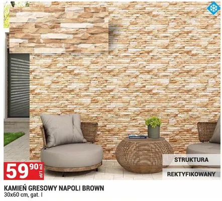 Kamień gresowy Napoli Brown promocja w Merkury Market