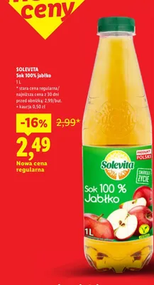 Sok jabłko Solevita 100% promocja w Lidl