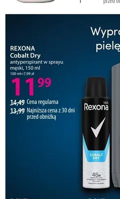 Antyperspirant w sprayu męski REXONA Cobalt Dry promocja w Hebe